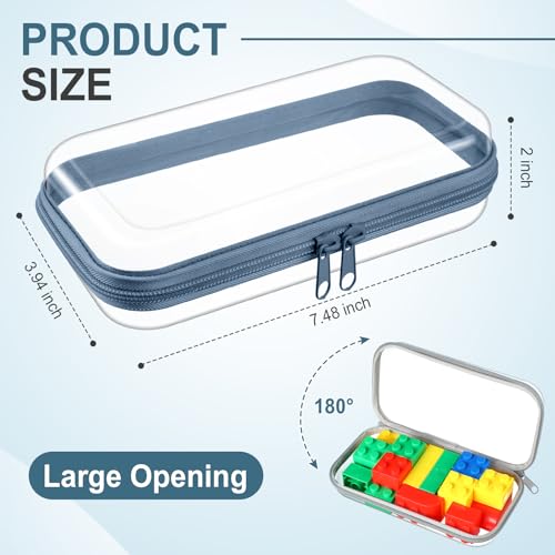 Image of Hoolerry 4 Pcs Hard Clear Zipper Case Makeup Bags Plastic Zipper Pouch Transparent Storage Box Containers for Cosmetics, Snacks, Building Blocks, Puzzles(Clear,7.5 x 3.9 x 2 in,Morandi)