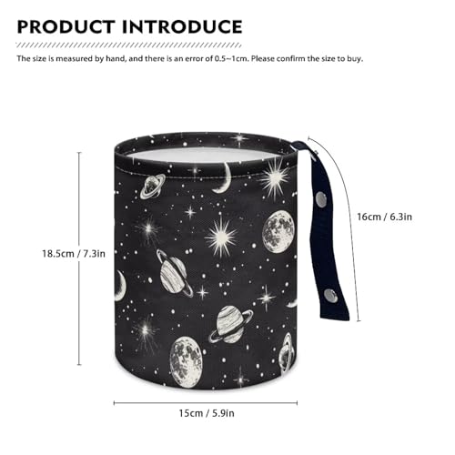 Image of Moon Star Car Trash Bag, Vehicle Trash Can - Cute, Portable, Collapsible for Back Seat, Floor, or Hanging Headrest Waste Basket - Auto Garbage Accessory