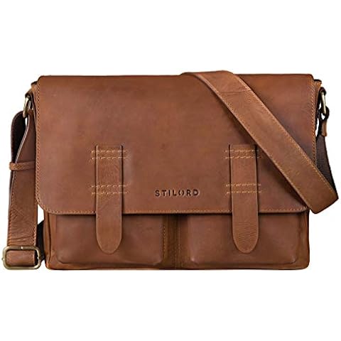 STILORD 'Russell' Bolso Mensajero Cuero Vintage para Portátil 13,3" Cover