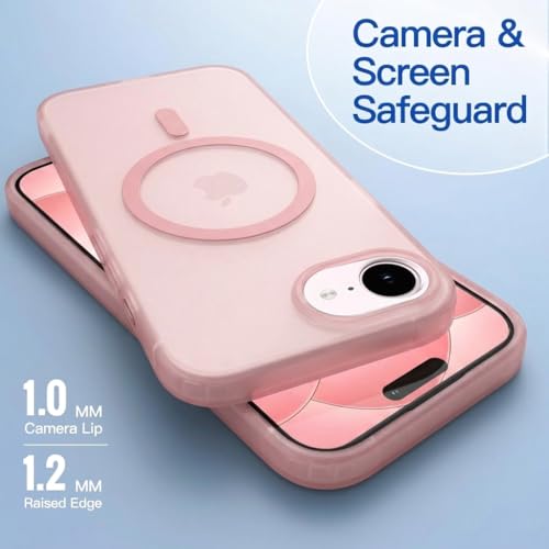 Image of DIZORO Matte Case for iPhone 17e / iPhone 16e Compatible with MagSafe, Camera Lens Full Protection, Shockproof Translucent Frosted TPU Soft Phone Cover, Anti-Fingerprint (Pink)