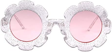 ADE WU Sunglasses for Kids Round Flower Cute Glasses UV 400 Protection Children Girl Boy Gifts