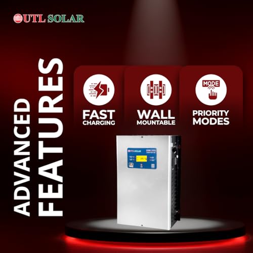 Image of UTL Gamma Plus Li-on 1200 MPPT Solar Inverter | Pure Sine Wave | Inbuilt Lithium Battery | 2X Fast Charging | LCD Multi-Color Display | Wall Mountable | for Home, Office & Shops | 5-Year Warranty