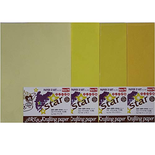 エスケント ケント紙 スターカラー A4 イエロー系4色 各10枚セット 5030003