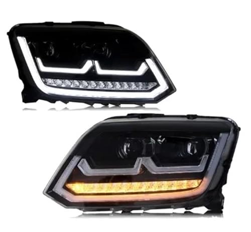 TjOta Faro Delantero Para Amarok 2010-2020 2 Faros LED DRL Mejorados Intermitentes Ámbar Proyector Delantero Accesorios Para Coche Faros Principales