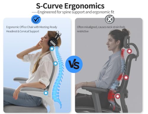 Image of TRALT Office Chair Ergonomic Desk Chair - Gaming Chair with Lumbar Support | 330 LBS Home Office Desk Chairs , Reading Chair with Flip-up Armrests, Comfortable Computer Chairs (1, Grey)