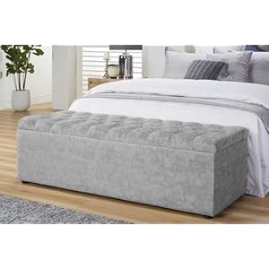Chesterfield Ottomaanse opbergdoos – Napels fluwelen opbergpoef met bijpassende stoffen knoppen – Ottomaanse voetenbank met opbergruimte – Chester gestoffeerde salontafel – opbergbank aan het einde