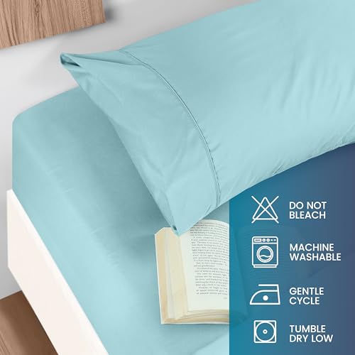 Image of Utopia Bedding Queen Sheet Set, Soft Microfiber 4 Piece Bed Sheets with 15 inch Deep Pocket - Easy Care Brushed Microfiber (Queen, Spa Blue)