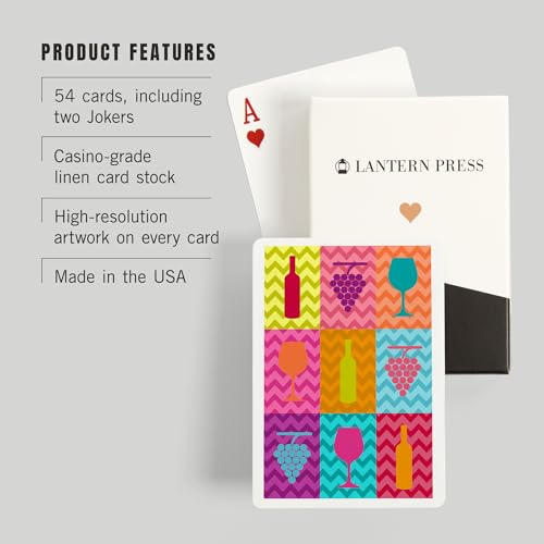 Lantern Press Wine Icons Pop Art 52 Cartas Poker miniatura 3