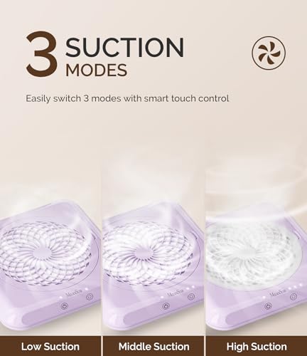 Image of MelodySusie Professional Nail Dust Collector with Max Suction Power,SProF 4500RPM Nail Vacuum Fan with 3 Suction Modes,Touch Control,Acrylic Nail Tools for Nail Tech & Salon Use,Purple