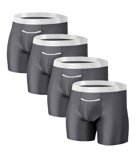 ZONBAILON Mens Sexy Silk Horizontal Fly Underwear Big and Tall Breathable Anti Chafing Stretchy Long Leg No Ride Boxer Briefs