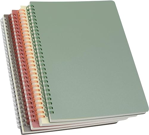 Yansanido Spiral Notebook, 4 Pcs 4 Color 9.8 Inch x 6.9 Inch B5 Thick Plastic Hardcover 7mm College Ruled Paper 80 Sheets (160 Pages) Journal for School and Office Supplies (4 Pcs B5)
