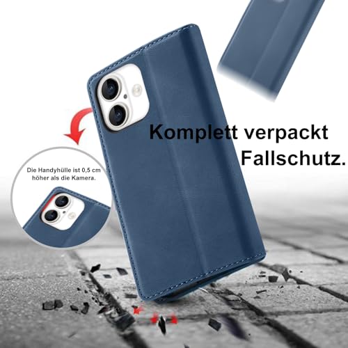 Étui de protection à rabat en cuir bleu avec protège-écran Giyer pour smartphone - 2