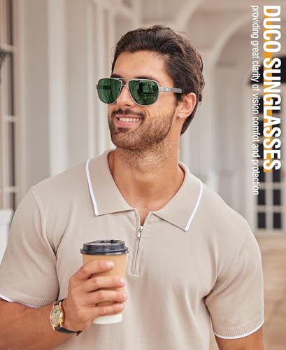 Image of DUCO Aviator Sunglasses for Men Women Carbon Fiber Polarized Sunglasses Men UV Protection for Driving Golf Fishing 3051