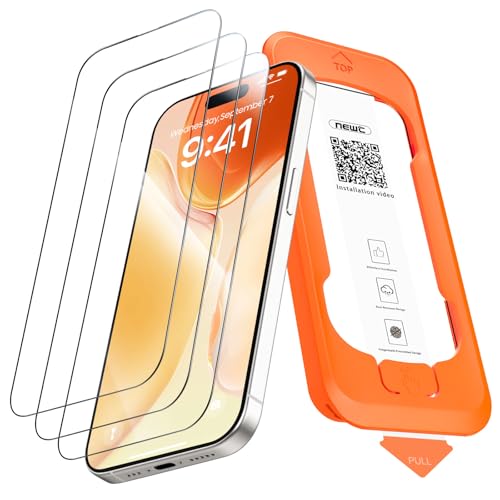 NEWC 3 Stück Full Screen für iPhone 15 Pro Panzerglas (6 1 Zoll) Schutzglas [Auto-Installation] Frei von Kratzern 9H Härte Displayschutzfolie Ultrabeständig folie