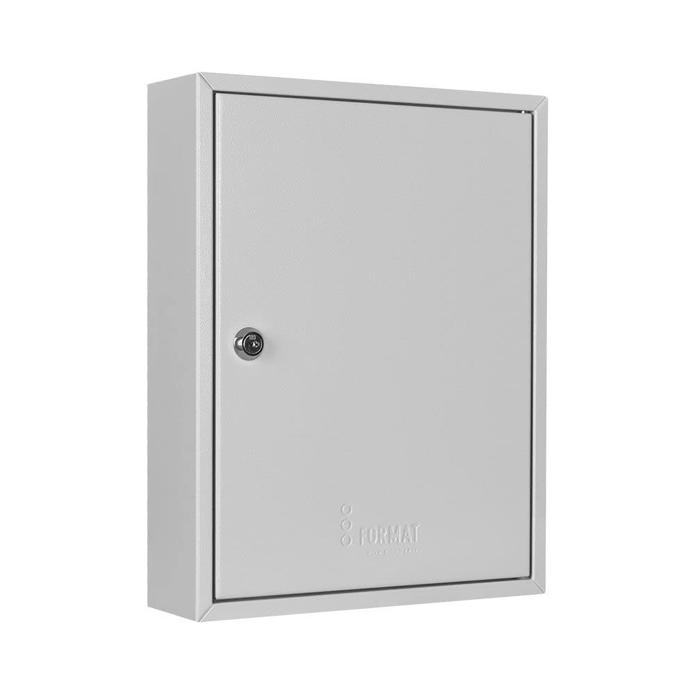 Schlüsselschrank SD42, 42 Schlüsselhaken, Zylinderschloss | für Schlüssel und Wertgegenstände, Grau, 350 x 270 x 80 mm
