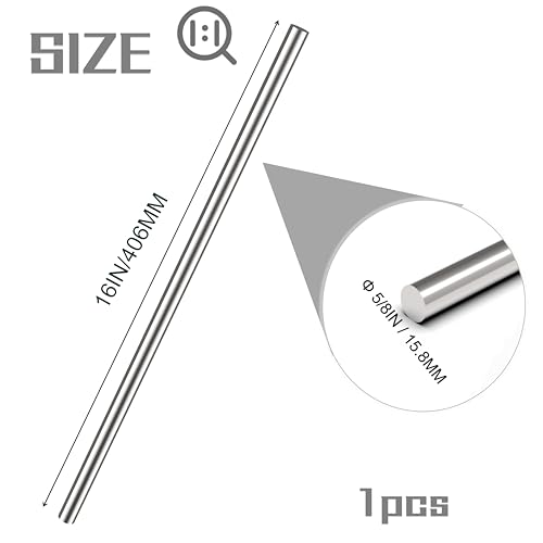 Image of 1pcs 5 /8 Stainless Steel Rod,16 inch Length,Metal Solid Shaft Rods | 304 Stainless Steel,for processing punch pins and gear shafts, as well as DIY models such as ships and cars