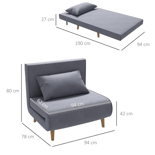 HOMCOM Futonsofa Einzelsofa Klappsofa Schlafsofa für kleine Räume