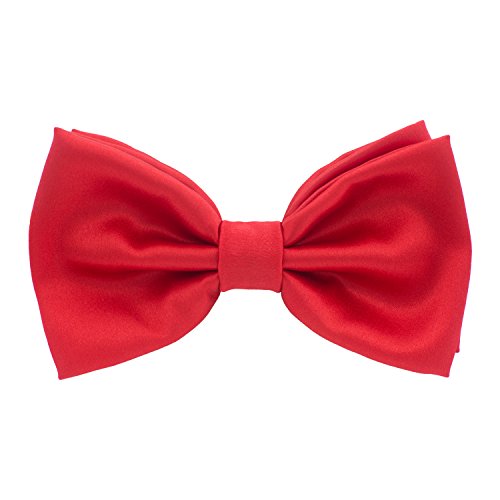 Image of Bow Tie House Real Silk Classic Pre-Tied Bow Tie Formal Solid Tuxedo with Gift Box