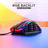 Redragon M990 MMO Gaming Mouse, 32000 DPI High Precision Wired RGB Gamer Mouse w/23 Programmable Buttons, 16 Side Macro Keys, Software Supports, Aluminum Base - Image 6