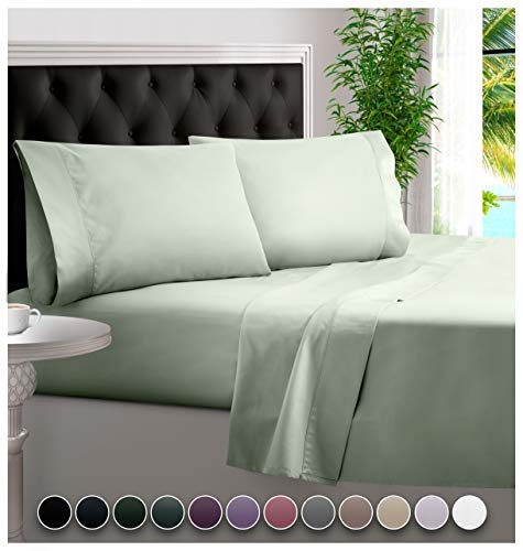 BAMPURE 100% Organic Bamboo Sheets - Bamboo Bed Sheets Organic Sheets Deep Pocket Sheets Bed Set Cooling Sheets King Size, Seaglass