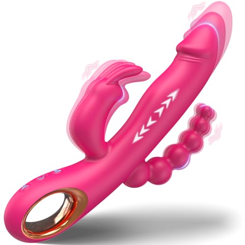 Thrusting Dildo Vibrator for Women G Spot Rabbit and Anal Beads