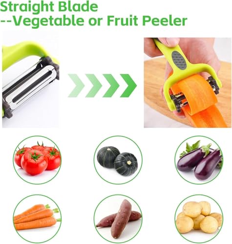 Image of Linden Sweden CLITZ Premium Y Shape Vegetable Peeler with Julienne Blade, Stainless Steel Sharp Peeler, Ergonomic Non-Slip Handle for Potato, Carrot, Cucumber, Fruits & Vegetables - Green