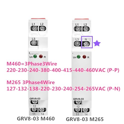 Relais de protection de tension triphasé KmoNo GRV8-08 M460 3Phase3Wire à défaillance de phase 1 pièce - 3