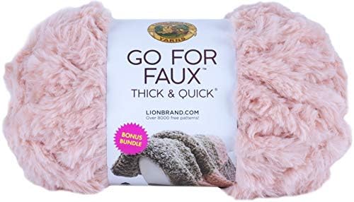 Lion Brand Yarn Go fo Faux Thick & Quick Bonus Bundle yarn, PINK POODLE