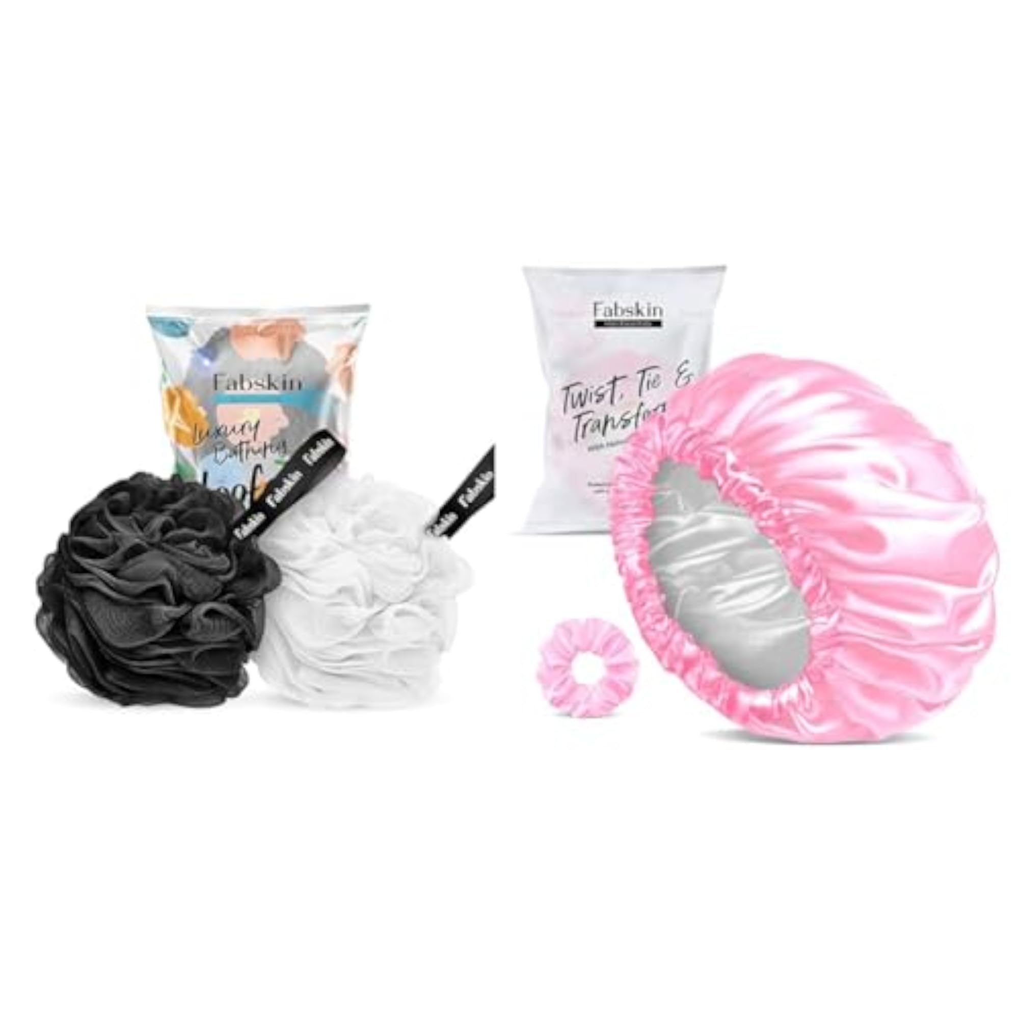 Luxury Bathing Round Loofah for Men and Women, Black and White