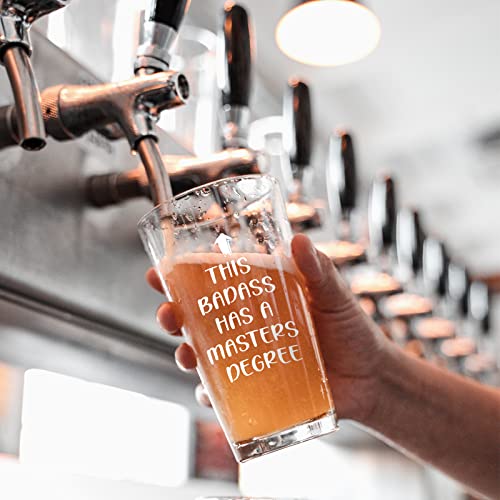 Dazlute Graduation Gifts, This Badass Has A Masters Degree Beer Glass For Him Men Brother Boyfriend Friends Graduates School Students Graduation Party, Masters Degree Graduation Gifts For Him, 15Oz #TOP1