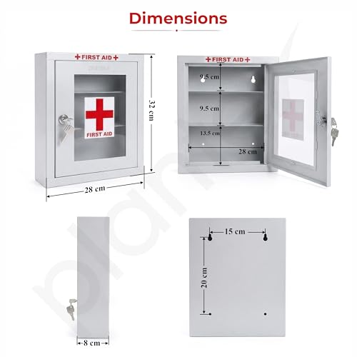 Image of Plantex Metal First Aid Box /Emergency Medical Kit Box for Medicine Storage /Multi Compartment for Medicine Organizer First Aid Kit Box with Key Lock - Pack of 5 (White)
