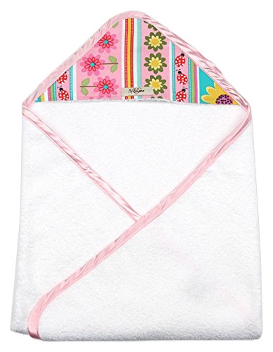 Image of My Blankee Newborn Baby Girl Hooded, Pink Daisy Stripes