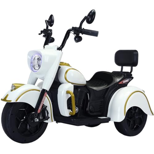 Moto Elétrica Grande Infantil Menino Menina 12V Branca Good Mood