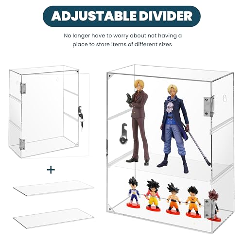 Locking Display Case, Removable 3-Tier Acrylic Display Case with Lock Key, Clear Countertop Display case with Shelves Showcase Display Cabinet for Retail Store Collectibles Figures(11.8x5.9x15.7 inch) - Thumbnail 2