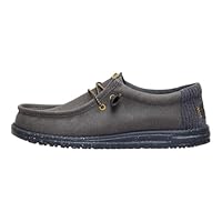 HEYDUDE Wally Waxed Casual Dark Grey Size 10, Men’s Shoes, Slip-on Loafers, Comfortable & Light-Weight