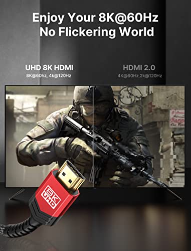 Jsaux 8K Hdmi Cables 2.1 10Ft 2-Pack 48Gbps 8K & 4K Ultra High Speed Cords(8K@60Hz 7680X4320, 4K@120Hz) Earc Hdr10 Hdcp 2.2 & 2.3 3D, Compatible For Ps5/Ps4/X-Box/Roku Tv/Hdtv/Blu-Ray/Lg/Samsung Qled #TOP5