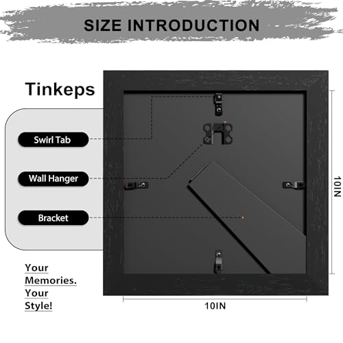 Image of 10x10 Frame Black, 1.37-Inch Wide Border 10x10 Picture Frame with Black Backboard, 10 x 10 Picture Frame Wall Hanging and Tabletop
