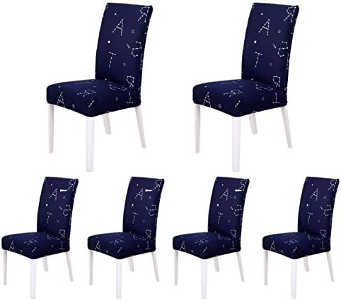 SoulFeel Set of 6 Stretch Chair Covers for Dining Room, Removable Fitted Seat Slipcovers Protector (Dance in Dark)