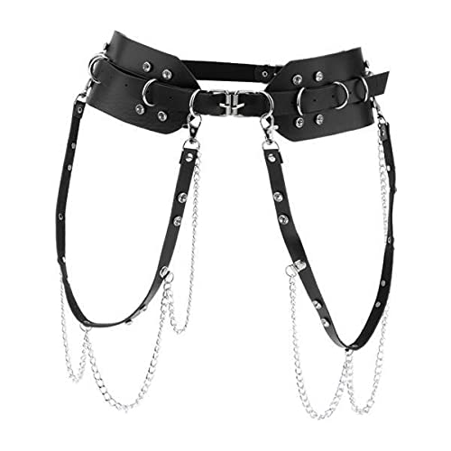 Bnf® 2xWomen's Punk Waist Belt Leather Harness Adjustable Wide Waistband Black Clothing Shoes & Accessories | Womens Accessories | Belts-image-27
