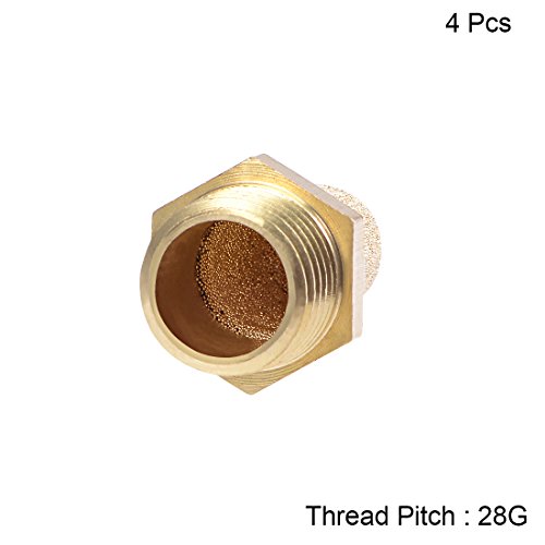 sourcing map 4Stück Schalldämpfer 1/8 PT Sinter Bronze Auspuff Messing Körper Hervorstehend