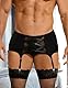 comeondear Herren Strapsgürtel Spitze Mesh Große Größen Männer Strumpfhalter mit 6 Clips Strapsen Dessous Set Garter Belt Suspender Mens Underwear Schwarz,XL