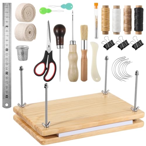 Kit de reliure YHomU avec presse en bois 29 x 20 cm pour restaurer vos vieux livres