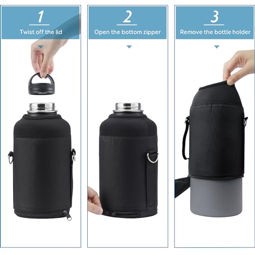 Image of Coolflask Water Bottle Holder for 64oz Flask, Half Gallon Water Jug Accessories Carrying Pouch with Adjustable Padded Shoulder Strap