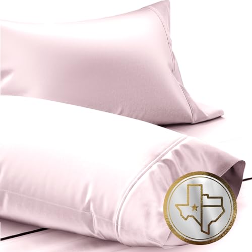 TEXAS LINEN CO. 100% Egyptian Cotton Standard/Queen Size Pillow Cases Set of 2-1000 Thread Count Pillow Cover - Soft, Breathable & Cooling Blush Pillowcases Set of 2 for Standard/Queen Pillows