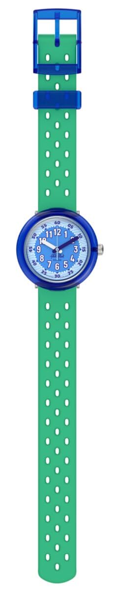 Flik Flak Unisex-Kinderuhr, lässig, grün, bio-sourced Quarz, wasserdicht, Fizz in Waves