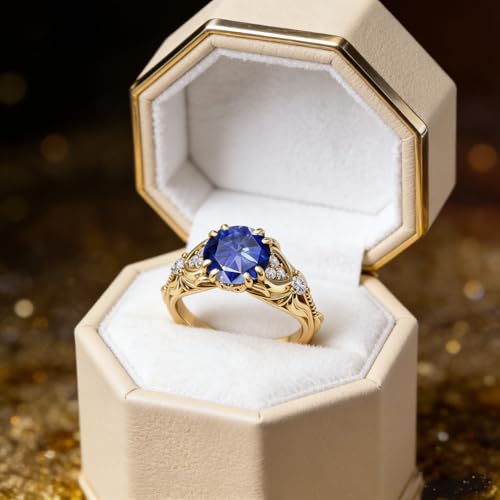 Image of Gemstone Vintage Rings for Women s925 Sterling Silver Round Cut 1.0 Carat Gemstone with Moissanite Promise Engagement Anniversary Ring for Her