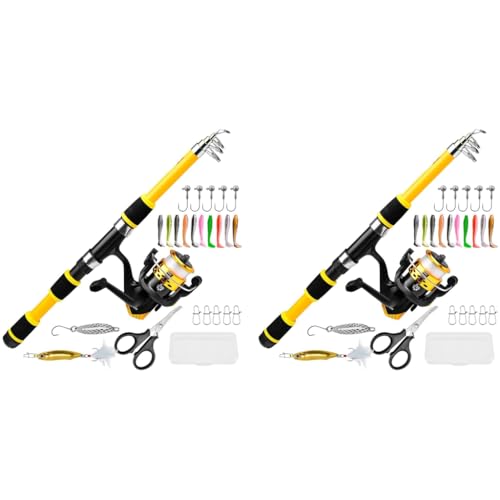 Image of Qpets Telescopic Fishing Rod and Reel Combo 1.8M Carbon Fiber Spinning Portable Travel Kit with Bait Beginner Friendly Starter Pack 2PCS