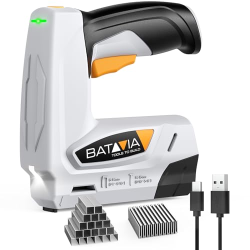 BATAVIA Electric Staple Gun 2-in-1 Cordless T50 Stapler & Brad Nailer with 2000PCS Staples and Nails 2000mAh Battery Powered 4V Electric Stapler for Upholstery Wood DIY Home Improvement