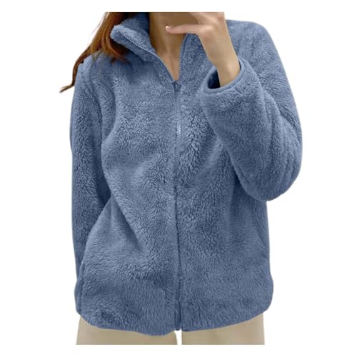 MJGkhiy Felpa Pile Donna con Zip Invernale Caldo Sweatshirt in Sherpa Comoda Taglie Forti Giubbotto Fine Fleece Morbido Autunno Felpe Trekking Pesante Teddy Casual Sportiva Cerniera Giacca