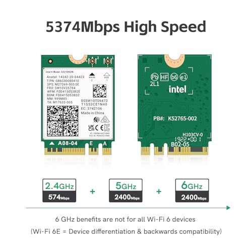 Image of LANYAO WiFi 6E AX210 NGW Wireless Card M.2 2230 /NGFF Laptop Module with Bluetooth 5.3, 5400Mbps Tri-Band AX210 WiFi Chip Adapter, Ultra-Low Latency, Supports Windows 11 /10 (64bit only)